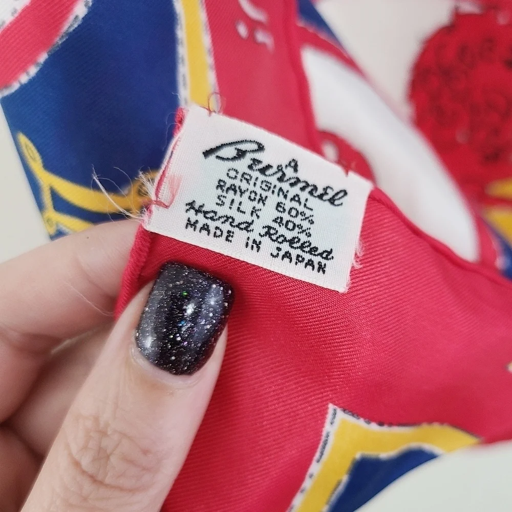 Vintage 1960s Zodiac Astrology Burmel Scarf red blue Gold Silk